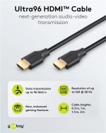 GOOBAY καλώδιο HDMI 2.2 80092, 16K/60Hz, 96 Gbps, 1.5m, μαύρο