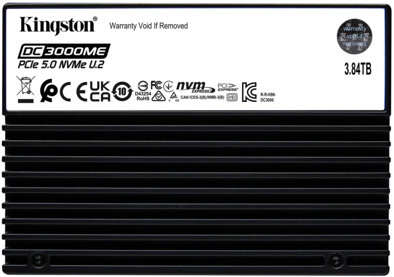 SSD|KINGSTON|SSD series DC3000ME|3.84TB|NVMe|NAND flash technology 3D TLC|Write speed 5800 MBytes/sec|Read speed 14000 MBytes/sec|Form Factor U.2|TBW 7.008 TB|MTBF 2000000 hours|SEDC3000ME/3T8