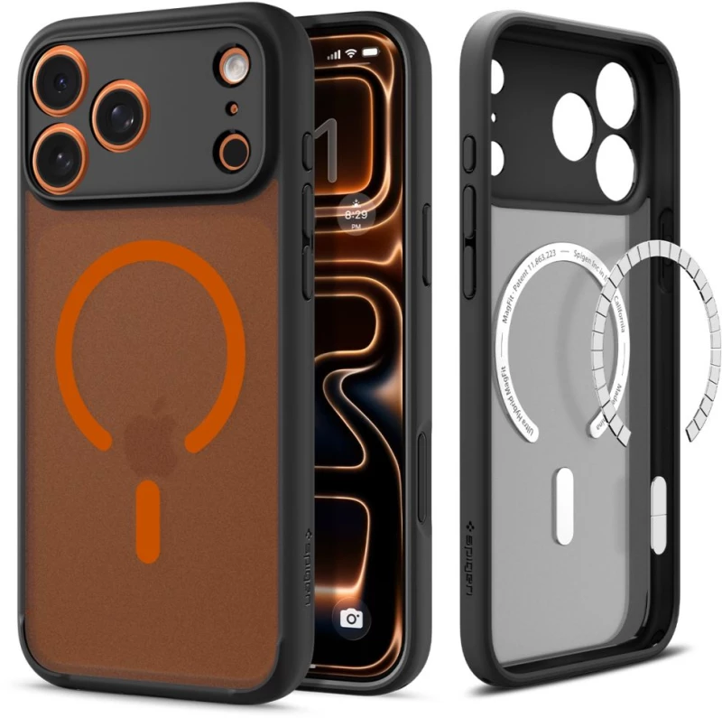 Θήκη Spigen Ultra Hybrid Magsafe για iPhone Apple 17 Pro Max Ημιδιάφανο Μαύρο-Πορτοκαλί
