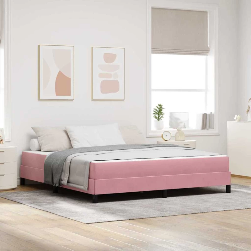 vidaXL Κρεβάτι με ελατήρια με στρώμα Ροζ 180 x 210 cm ύφασμα