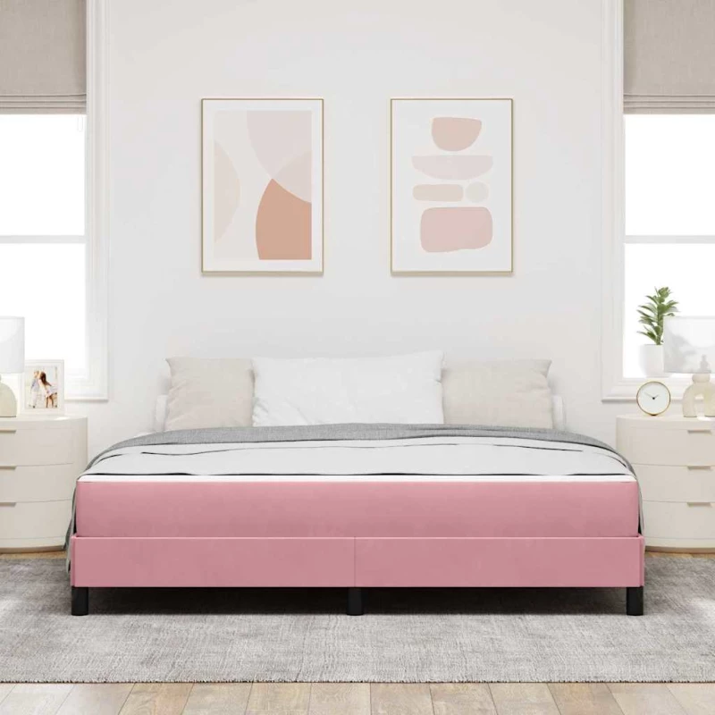 vidaXL Κρεβάτι με ελατήρια με στρώμα Ροζ 180 x 210 cm ύφασμα