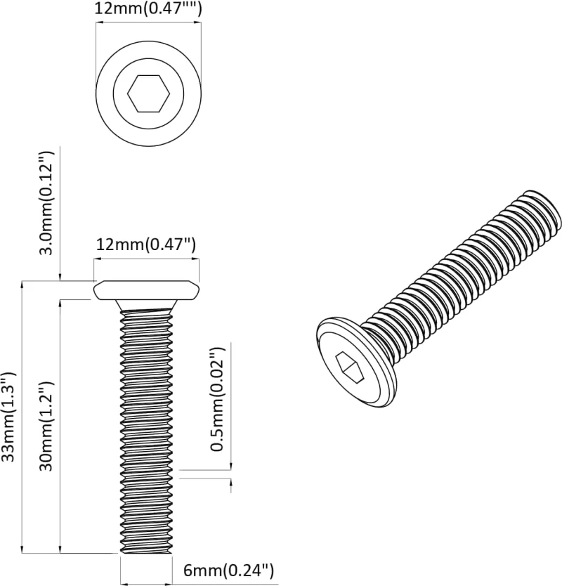 vidaXL Βίδα με κλειδί κεφαλής 2 pcs Ασημί M6 x 30 χιλ. Ατσάλι