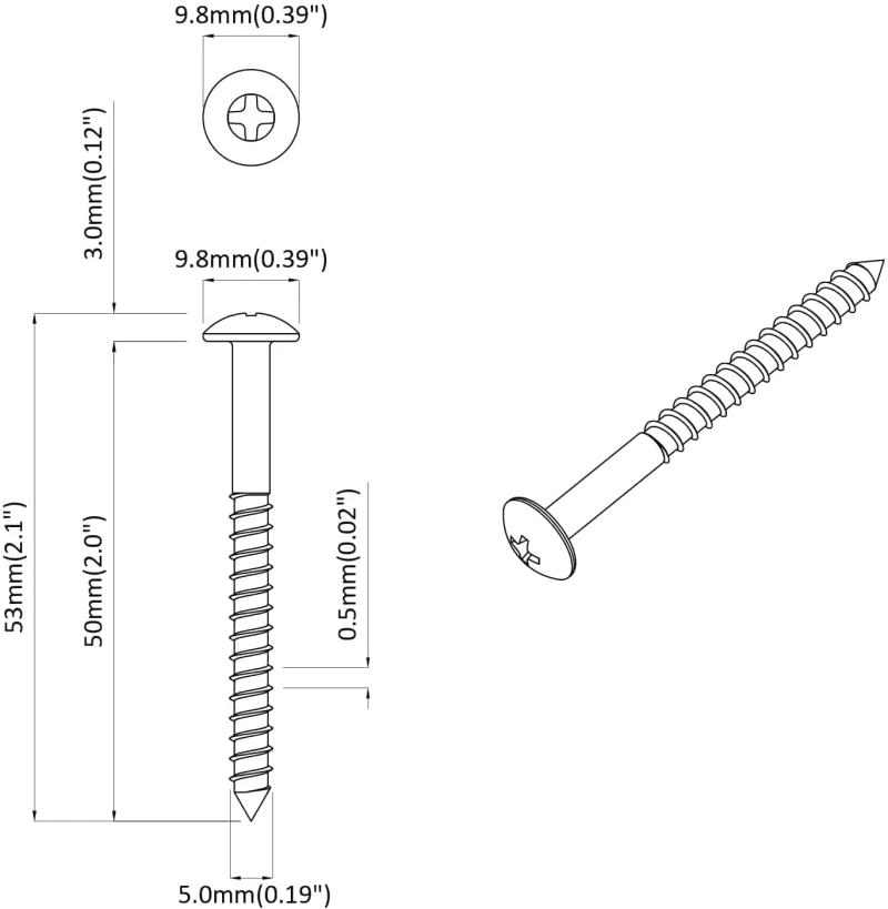 vidaXL Ξυλοβίδα 12 pcs Ασημί 9,8 x 53 mm Ατσάλι