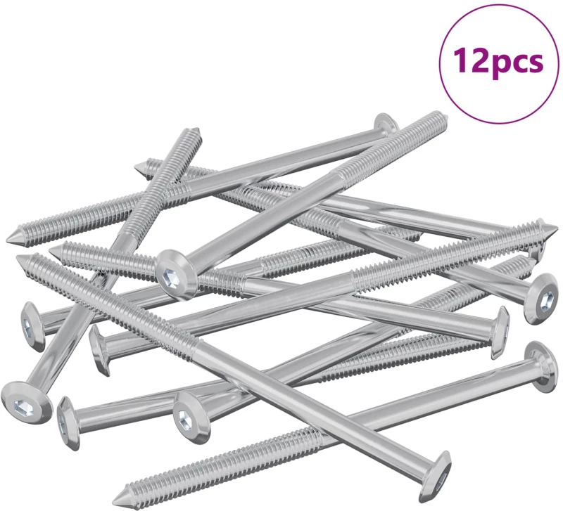 vidaXL Βίδες επίπλων 12 pcs Ασημί M6 x 100 χιλ. Ατσάλι