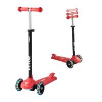 VEVOR Kick Scooter για Παιδιά Ηλικιών 3+, 3-Wheel Toddler Scooter με ανάλαφρους τροχούς, ρυθμιζόμενο ύψος τιμονιού, φαρδύ αντιολισθητικό κατάστρωμα, ελαφρύ πλαίσιο αλουμινίου για αγόρια και κορίτσια έως 74,8 kg, κόκκινο