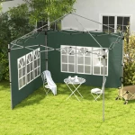 Σετ 2 πλαϊνά για κιόσκι 3x3/3x4 m, πλαϊνός τοίχος με παράθυρο, αδιάβροχο πράσινο