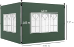 Σετ 2 πλαϊνά για κιόσκι 3x3/3x4 m, πλαϊνός τοίχος με παράθυρο, αδιάβροχο πράσινο