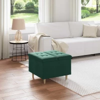 vidaXL Οθωμανικό αποθήκευσης Σκούρο Πράσινο 60 x 60 x 45 cm Βελούδο