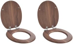 vidaXL Μαλακή κλειστή λεκάνη 2 pcs Καφέ 44 x 38 εκ. Πίνακας MDF