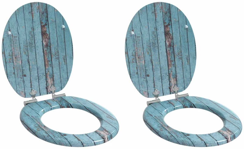 vidaXL Μαλακή κλειστή λεκάνη 2 pcs Μπλε 44 x 38 εκ. Πίνακας MDF