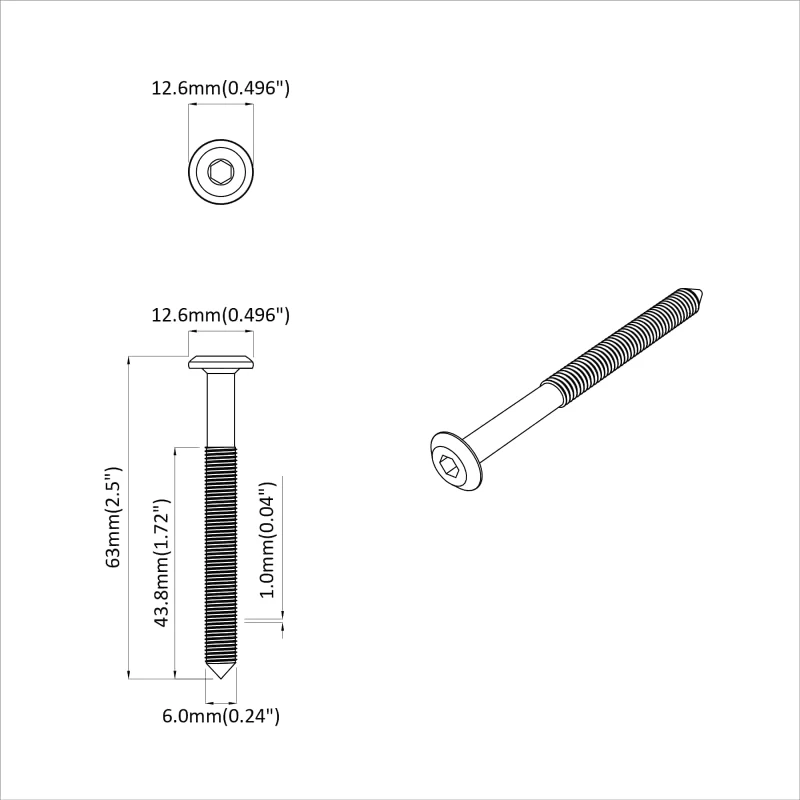 vidaXL Βίδα 1600 pcs Ασημί M6 x 60 χιλ. Ατσάλι