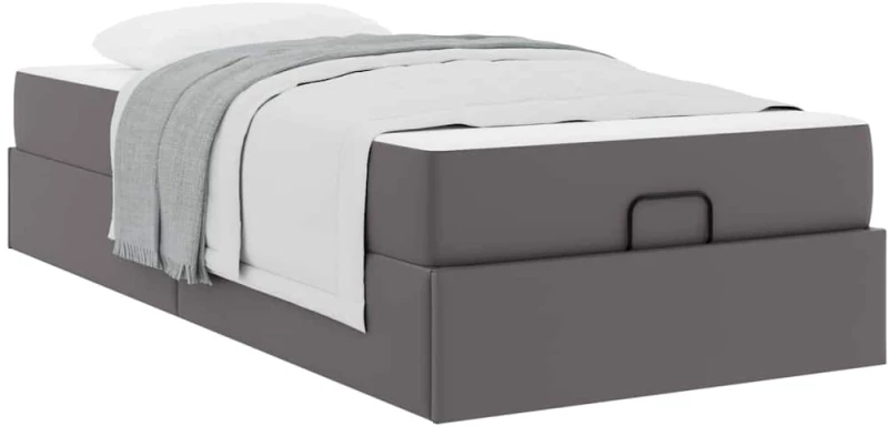 vidaXL Σκελετός κρεβατιού με στρώμα Άλλο 2 pcs Γκρι PVC
