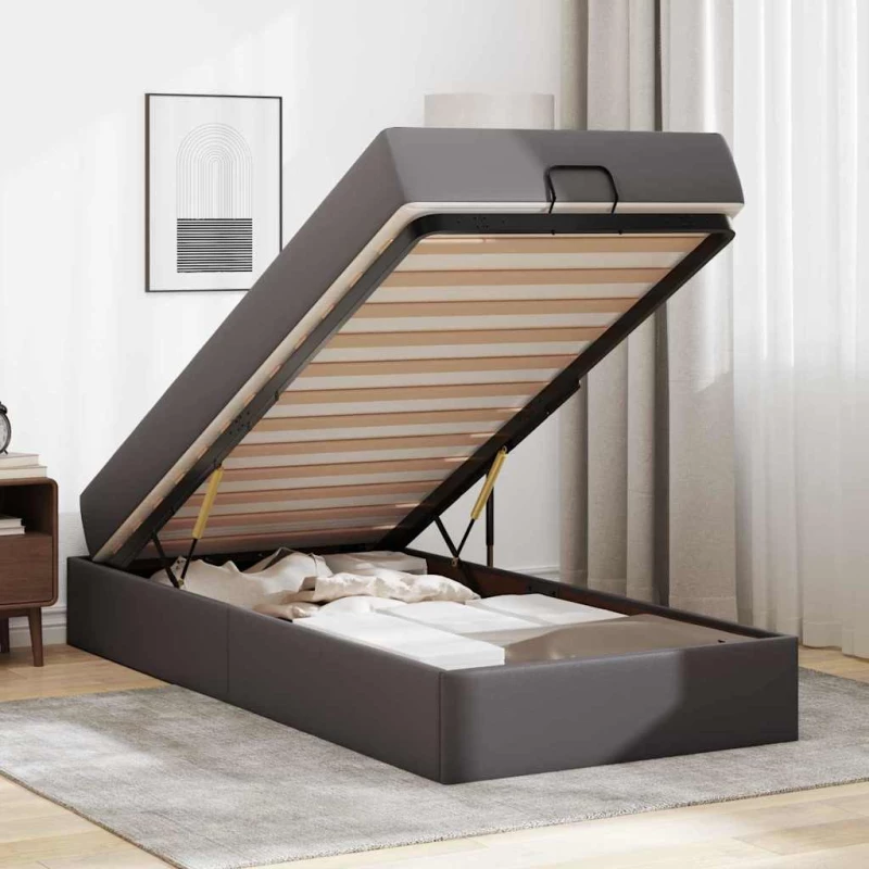 vidaXL Σκελετός κρεβατιού με στρώμα Άλλο 2 pcs Γκρι PVC