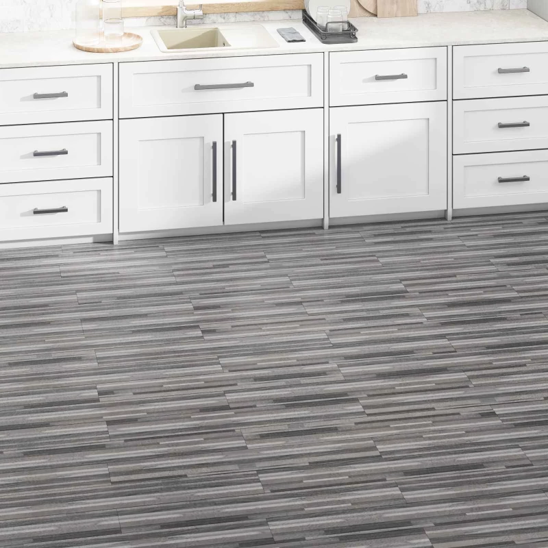 vidaXL Πλάκες Δαπέδου 2,51 m² 18 pcs PVC Γκρι Ριγέ