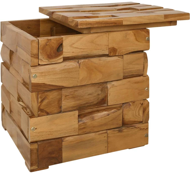 vidaXL Σκαμπό Αποθήκευσης Καφέ 40 x 40 x 45 cm Στερεό Ξύλο Τίκ