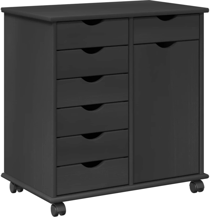 vidaXL Κινητό Ντουλάπι Γκρι 63,5 x 39 x 65,5 εκ Στερεό ξύλο πεύκου