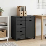 vidaXL Κινητό Ντουλάπι Γκρι 63,5 x 39 x 65,5 εκ Στερεό ξύλο πεύκου