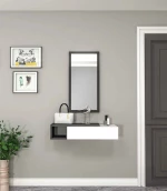 Stewehome Μοντέρνα Δίχρωμη MDF Κονσόλα Εισόδου με Καθρέπτη Ανθρακί (λευκό) 82x 82x29.6 cm