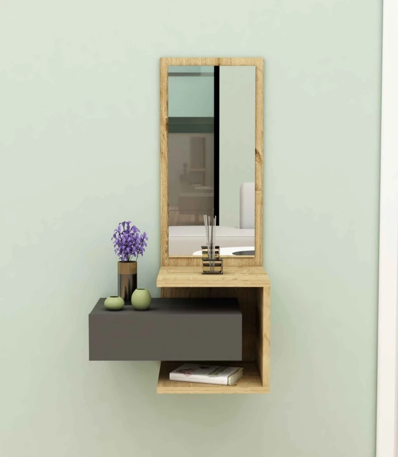 Stewehome Κονσόλα Εισόδου με Καθρέπτη Τοίχου 60x31. 60x31.1 cm