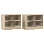 vidaXL Ντουλάπι κρεβατιού με ράφι 2 pcs Sonoma Δρυς 66 x 33 x 48 εκ.