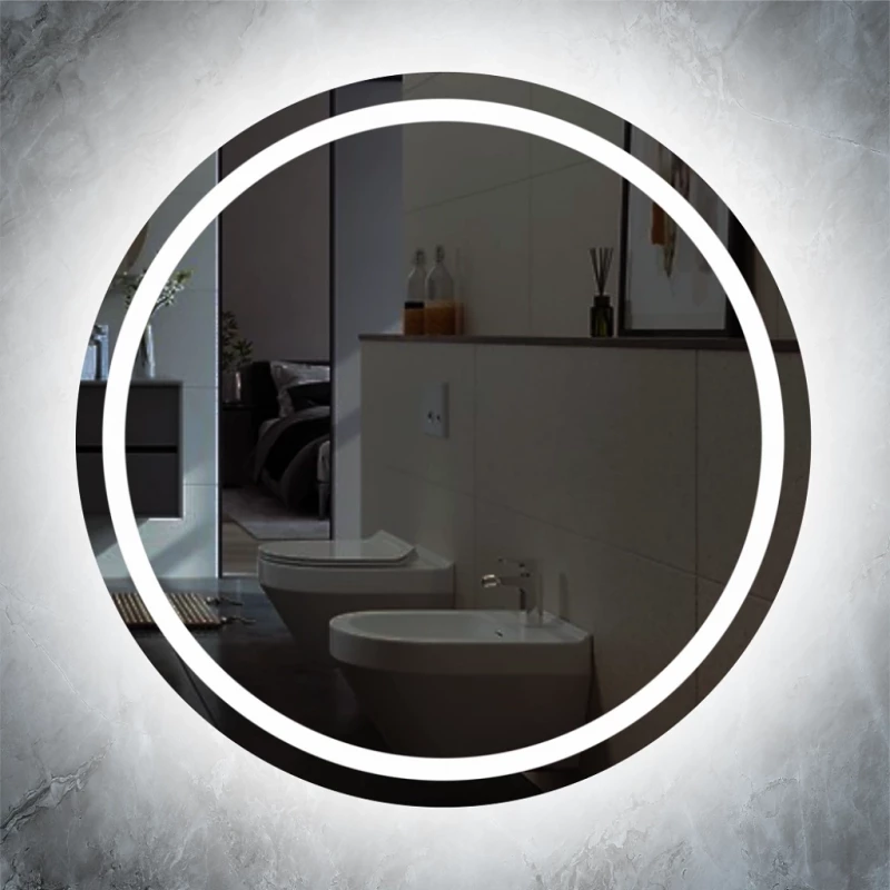 Stewehome Στρογγυλός Καθρέπτης LED Μπάνιου με Κομψό Design Φως ΗμέραςØ75cm 75x75 cm