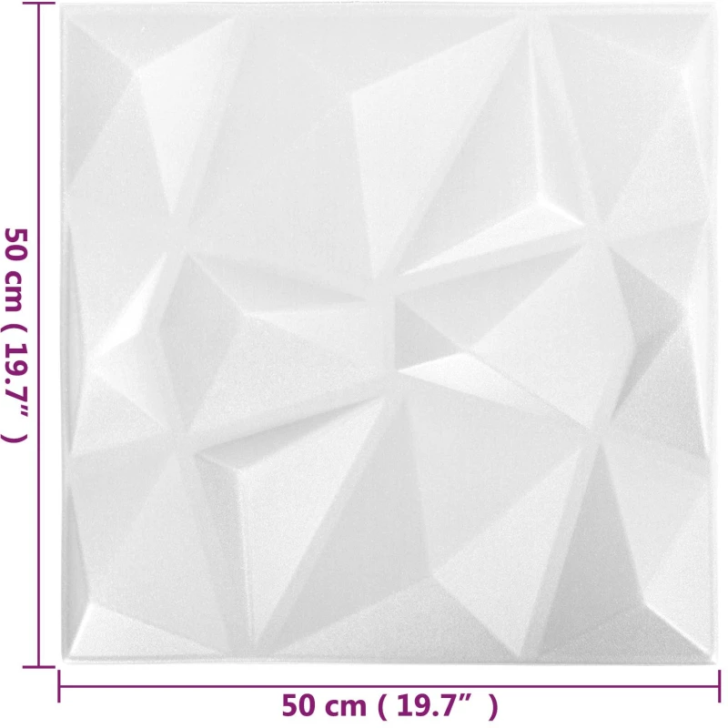 vidaXL Πάνελ τοίχου 48 pcs Διαμάντι Άσπρο 50 x 50 cm Φελιζόλ XPS