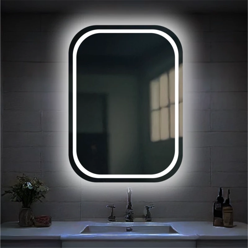 Stewehome LED Καθρέφτης με Ματ Σχέδιο Λέιζερ - Κεχριμπαρί 80x110 cm