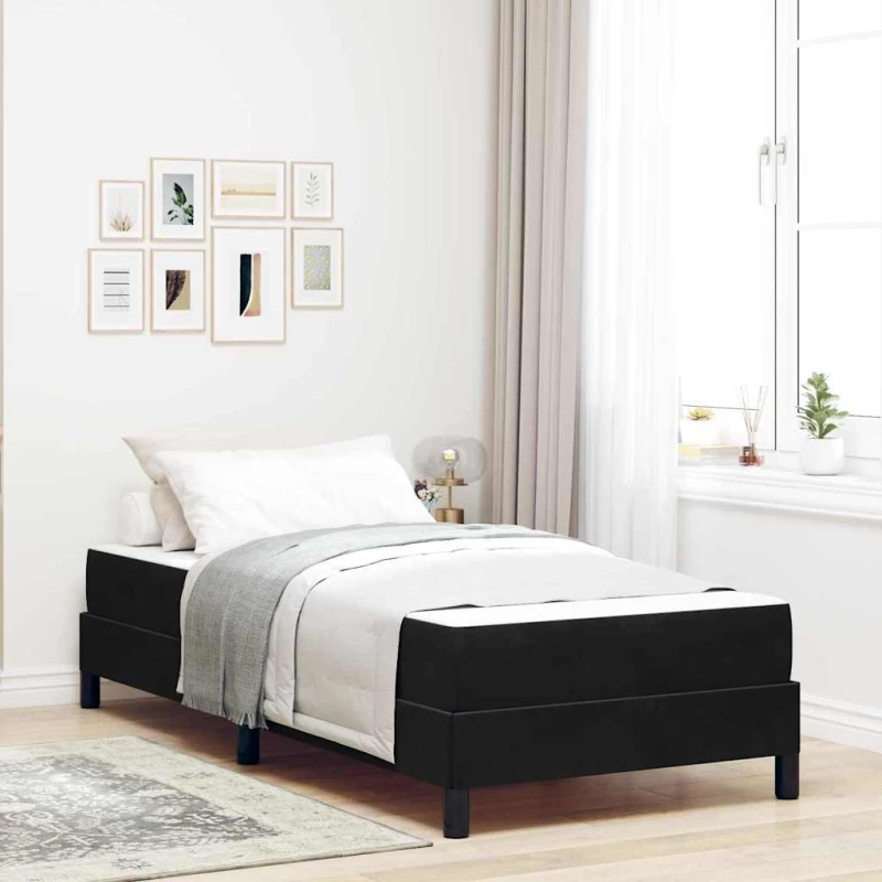 vidaXL Κρεβάτι με ελατήρια με στρώμα Μαύρο 100 x 210 cm ύφασμα