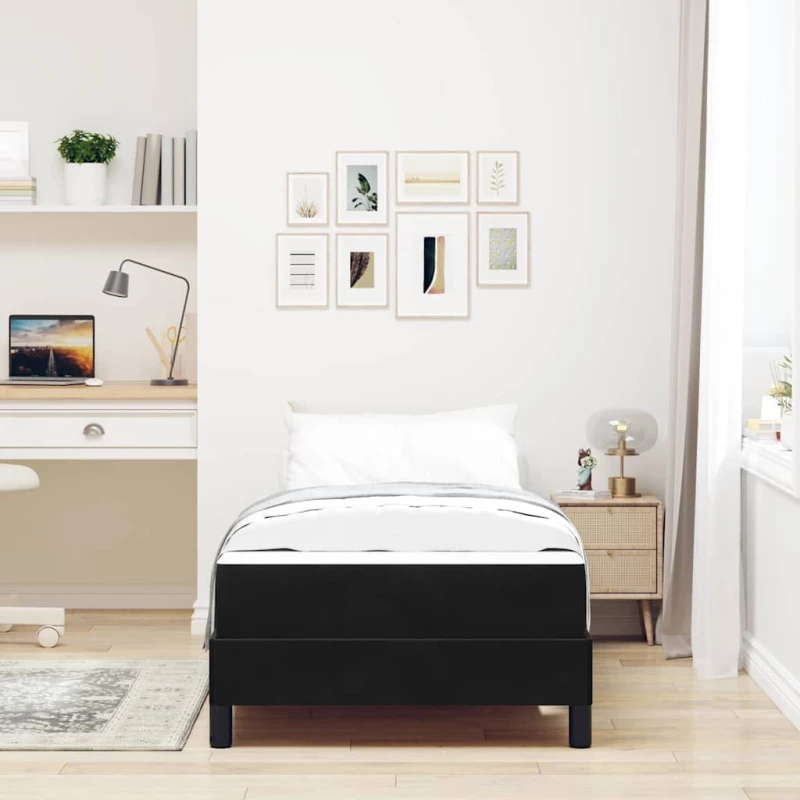 vidaXL Κρεβάτι με ελατήρια με στρώμα Μαύρο 100 x 210 cm ύφασμα