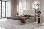 Κρεβάτι διπλό "BED2" από ύφασμα σε χρώμα γκρι 160x200
