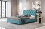 Κρεβάτι διπλό "BED1" με στρώμα από ύφασμα σε χρώμα μπλε 160x200