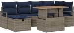 vidaXL Σετ Καναπέ Κήπου με μαξιλάρι 7 pcs Γκρι συνθετικό ρατάν