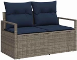 vidaXL Σετ Καναπέ Κήπου με μαξιλάρι 7 pcs Γκρι συνθετικό ρατάν