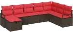 vidaXL Σετ Καναπέ με μαξιλάρι με αποθήκευση 8 pcs Καφέ συνθετικό ρατάν
