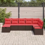 vidaXL Σετ Καναπέ με μαξιλάρι με αποθήκευση 8 pcs Καφέ συνθετικό ρατάν