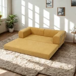 Compressed Nextdeco τριθέσιος καναπές-κρεβάτι κίτρινος 200x100x75εκ.