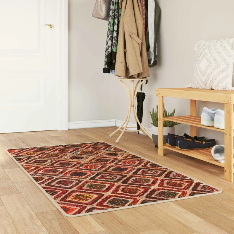 vidaXL Χαλί Runner MARSA Πολύχρωμο 80 x 100 cm Πολυέστερ και PVC