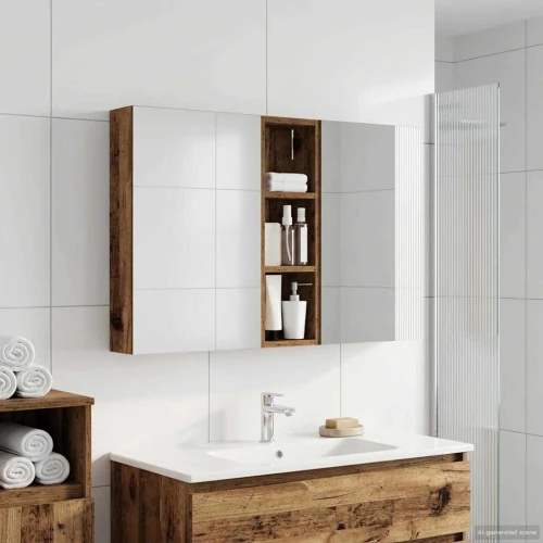 vidaXL Σετ Ντουλαπιών Μπάνιου με ράφι 3 pcs 100 x 10,5 x 60,5 εκ
