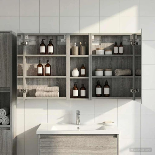 vidaXL Σετ Ντουλαπιών Μπάνιου με ράφι 3 pcs 100 x 10,5 x 60,5 εκ