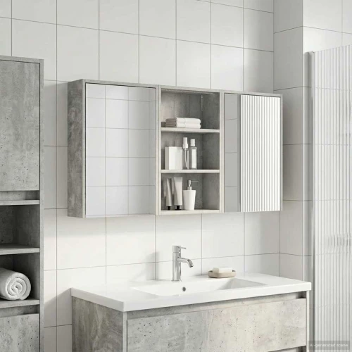 vidaXL Σετ Ντουλαπιών Μπάνιου με ράφι 3 pcs 126 x 16 x 62.5 εκ.