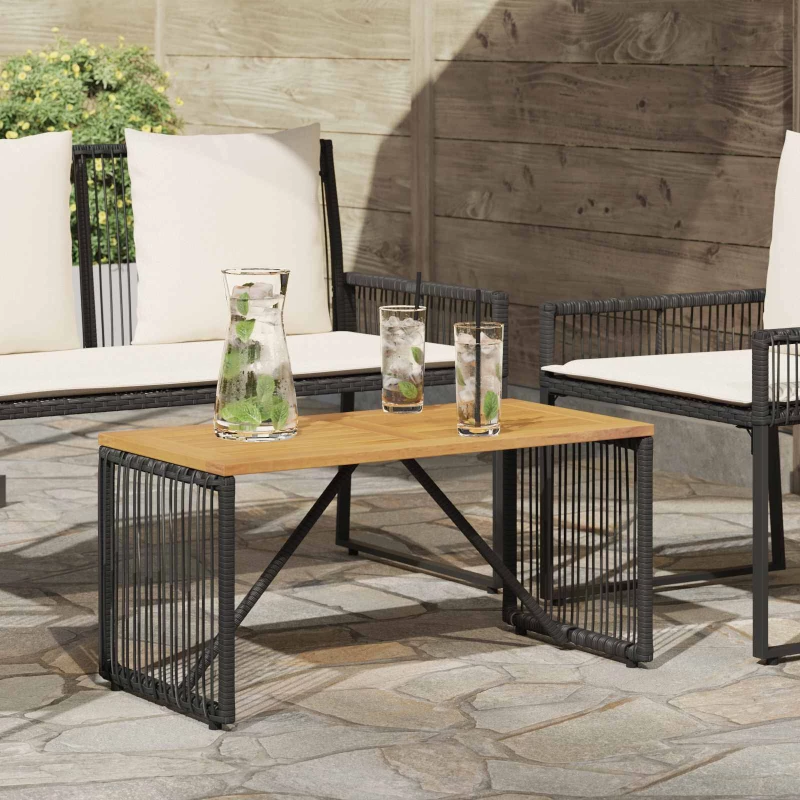 vidaXL Εξωτερικό Τραπέζι Μαύρο και Καφέ 80 x 40 x 40 cm