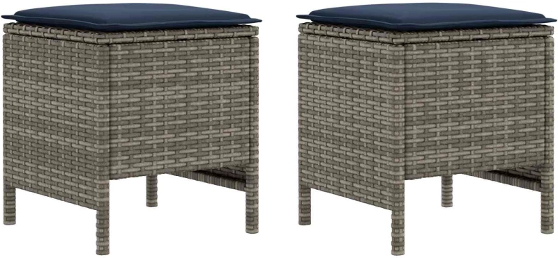 vidaXL Σκαμπό Κήπου 2 Τεμάχιο Γκρι και Navy Blue 38 x 38 x 45 cm