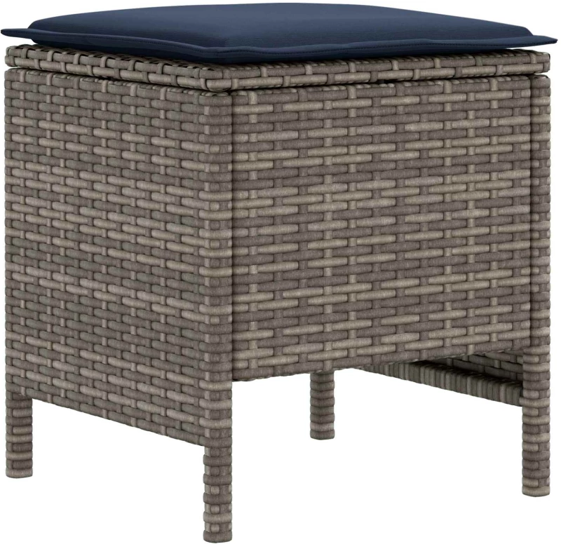 vidaXL Σκαμπό Κήπου 2 Τεμάχιο Γκρι και Navy Blue 38 x 38 x 45 cm