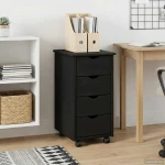 vidaXL Κινητό Ντουλάπι Μαύρο 34 x 39 x 65,5 cm Στερεό ξύλο πεύκου