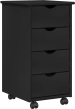 vidaXL Κινητό Ντουλάπι Μαύρο 34 x 39 x 65,5 cm Στερεό ξύλο πεύκου