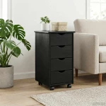 vidaXL Κινητό Ντουλάπι Μαύρο 34 x 39 x 65,5 cm Στερεό ξύλο πεύκου