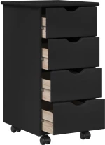 vidaXL Κινητό Ντουλάπι Μαύρο 34 x 39 x 65,5 cm Στερεό ξύλο πεύκου