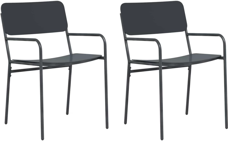 vidaXL Καρέκλες Κήπου 2 pcs Ανθρακί 51 x 55 x 81 εκ Ατσάλι