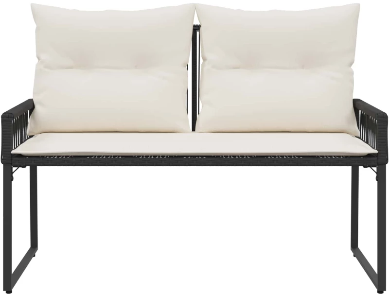 vidaXL Εξωτερικός πάγκος 4 pcs Μαύρο και Κρεμ Λευκό συνθετικό ρατάν