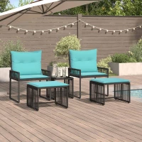 vidaXL Σετ Εξωτερικών Επίπλων με μαξιλάρι 11 pcs Μαύρο και Τυρκουάζ